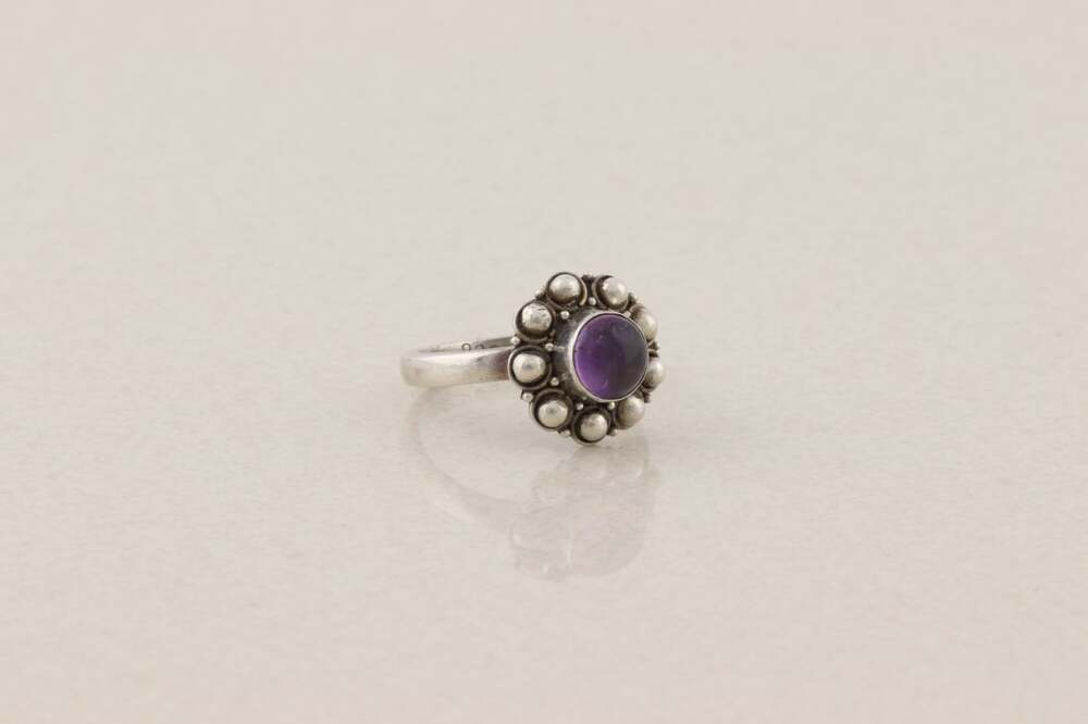Sterling Silver Natural Purple Amethyst Flower Ring Size 6 3/4 - Picture 4 of 7